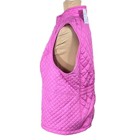 New Croft & Barrow Quilted Vest Size XL Hot Pink Full Zip Mock Neck Jacket - Picture 2 of 8